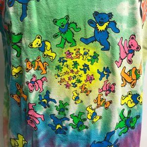 Grateful Dead band bear yellow green multicolor bear cotton t shirt L